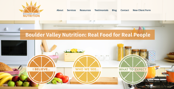 Boulder Valley Nutrition Web Design by Kayleen Cohen